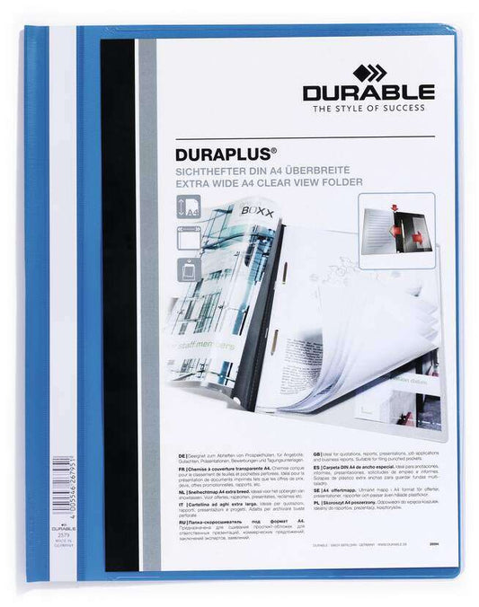 Durable Duraplus Carpeta de Fastener - Para Formato A4+ - Compartimento Interior - Tapa Posterior de Color Azul 1 pieza(s)