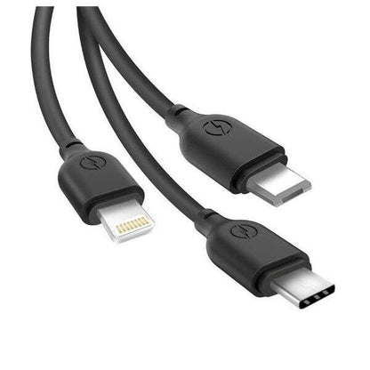 XO Cable de Carga Rapida 3 en 1 - Micro, Tipo C y Lightning a USB - 1m - Color Negro 1 pieza(s)