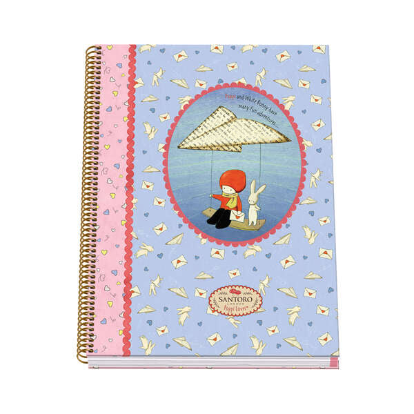 Dohe Santoro Poppi Loves Messenger Cuaderno Espiral Tapa Dura - Tamaño A4 de 100 Hojas 90gr - Hojas Microperforadas con 4 Taladros - Cuadricula 5mm 1 pieza(s)