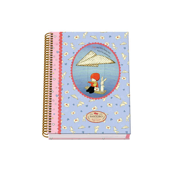 Dohe Santoro Poppi Loves Messenger Cuaderno Espiral Tapa Dura - Tamaño A5 de 100 Hojas 90gr - Hojas Microperforadas con 2 Taladros - Cuadricula 5mm 1 pieza(s)