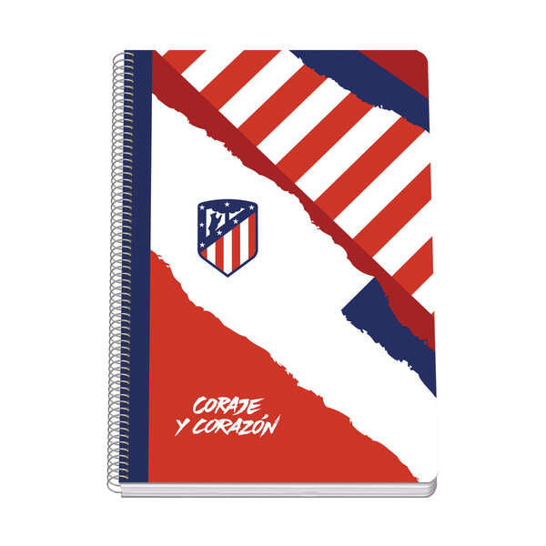 Dohe Atletico de Madrid Coraje y Corazon Cuaderno Espiral Tapa Rigida - Tamaño Folio de 80 Hojas 90gr - Hojas con Cuadricula 4mm 1 pieza(s)