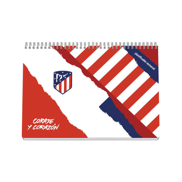 Dohe Atletico de Madrid Coraje y Corazon Planificador Perpetuo Espiral Wireo Tapa Semirigida - Encuadernacion Horizontal Tamaño A4 - Interior Semana Vista 64 Hojas - Incluye 2 Hojas de Pegatinas 1 pieza(s)