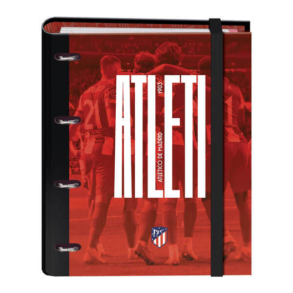 Dohe Atletico de Madrid Atleti Carpeta de 4 Anillas Formato A4 con Recambio de 100 Hojas - 4 Separadores de Colores - Cierre con Goma Elastica - Anillas de 35mm 1 pieza(s)