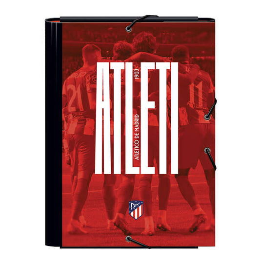 Dohe Atletico de Madrid Atleti Carpeta de Carton Forrado Plastificado - 3 Solapas - Tamaño Folio - Guardas Impresas - Cierre de Goma Elastica 1 pieza(s)