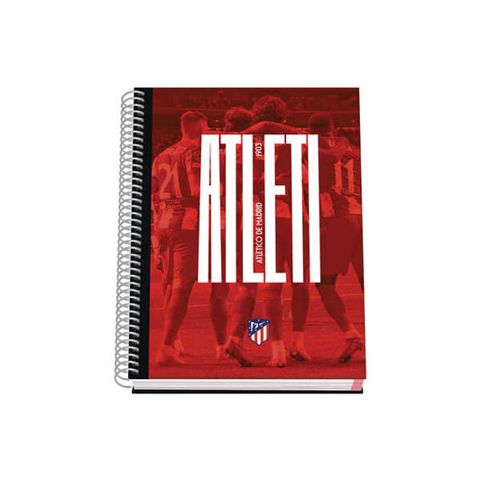 Dohe Atletico de Madrid Atleti Cuaderno Espiral Tapa Dura - Tamaño A5 de 100 Hojas 90gr - Hojas Microperforadas con 2 Taladros - Cuadricula 5mm 1 pieza(s)