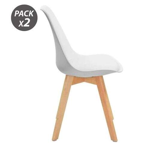 Muvip Design D200 Pack de 2 Sillas Multifuncionales - Asiento Acolchado - Patas de Madera - Uso en Interior - Ideal para Sala de Espera, Comedor, Cocina etc... - Color Blanco 1 pieza(s)