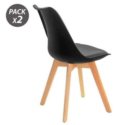 Muvip Design D200 Pack de 2 Sillas Multifuncionales - Asiento Acolchado - Patas de Madera - Uso en Interior - Ideal para Sala de Espera, Comedor, Cocina etc... - Color Negro 1 pieza(s)