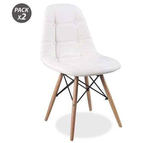 Muvip Design D300 Pack de 2 Sillas Multifuncionales - Patas de Madera - Uso en Interior - Ideal para Sala de Espera, Comedor, Cocina etc... - Color Blanco 1 pieza(s)