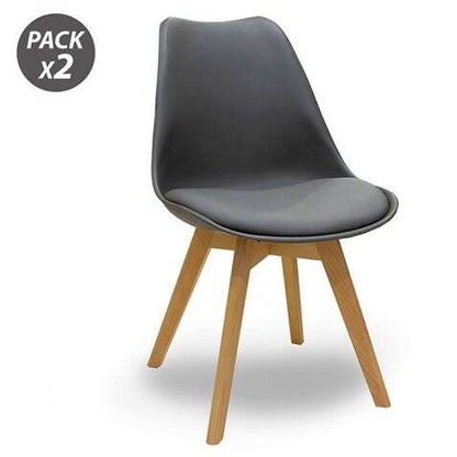 Muvip Design D200 Pack de 2 Sillas Multifuncionales - Asiento Acolchado - Patas de Madera - Uso en Interior - Ideal para Sala de Espera, Comedor, Cocina etc... - Color Gris 1 pieza(s)