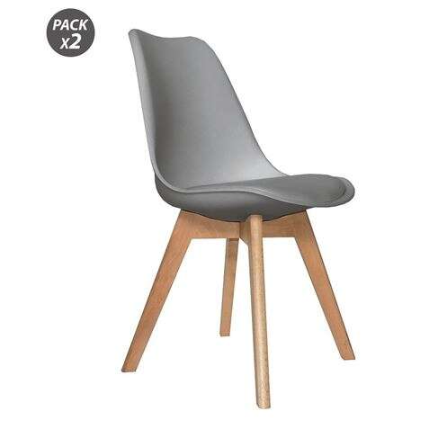 Muvip Design D200 Pack de 2 Sillas Multifuncionales - Asiento Acolchado - Patas de Madera - Uso en Interior - Ideal para Sala de Espera, Comedor, Cocina etc... - Color Gris 1 pieza(s)