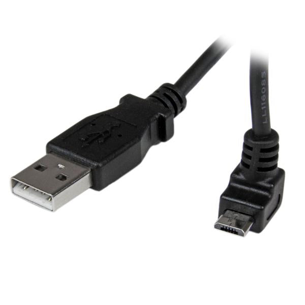 StarTech.com - Cable Adaptador 2m USB A Macho a Micro USB B Macho Acodado en Ángulo hacia Arriba para Teléfono Móvil