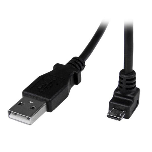 StarTech.com - Cable Adaptador 2m USB A Macho a Micro USB B Macho Acodado en Ángulo hacia Abajo para Teléfono Móvil