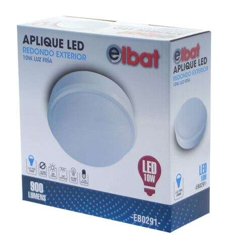 Elbat Aplique LED Redondo Exterior 10W Luz Fria 1 pieza(s)