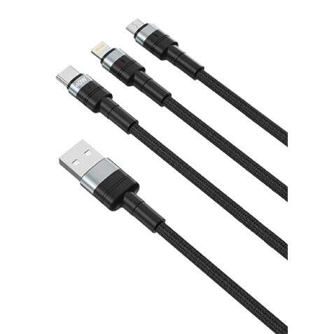 XO Cable NBQ191 Carga Rapida 40W 3 en 1 - Micro + Tipo C + Lightning a USB 1 pieza(s)