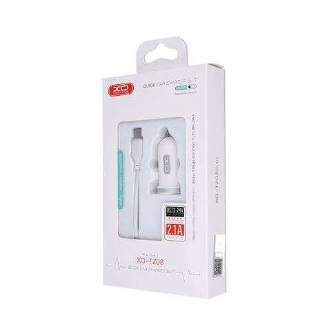 XO Pack Cargador Mechero TZ08 2.1A + Cable Tipo C - Color Blanco 1 pieza(s)