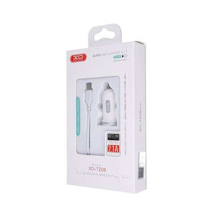 XO Pack Cargador Mechero TZ08 2.1A + Cable Tipo C - Color Blanco 1 pieza(s)