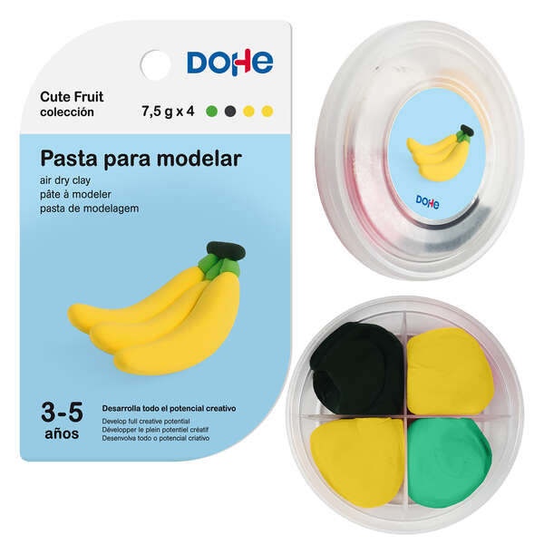 Dohe Coleccion Cute Fruit Pasta para Modelar Platano - Ligera y Flexible - Apto para Niños de 3 a 5 Años 1 pieza(s)