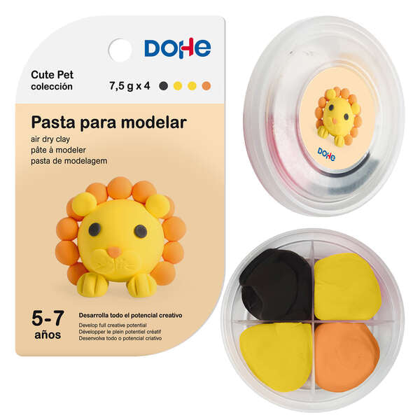 Dohe Coleccion Cute Pet Pasta para Modelar Leon - Ligera y Flexible - Apto para Niños de 5 a 7 Años 1 pieza(s)