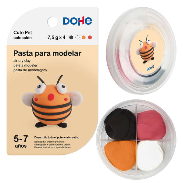 Dohe Coleccion Cute Pet Pasta para Modelar Abeja - Ligera y Flexible - Apto para Niños de 5 a 7 Años 1 pieza(s)