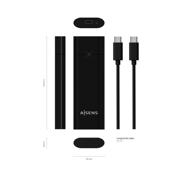 AISENS - Caja Externa M.2 (NGFF) ASM2-020B NVMe a USB3.2 GEN2  Negra