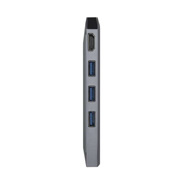 AISENS - USB-C dock 8 en 1  USB-C a 1xHDMI  1xRJ45  3xUSB  1xPD  1xSD  1xMicroSD  Gris  15 cm