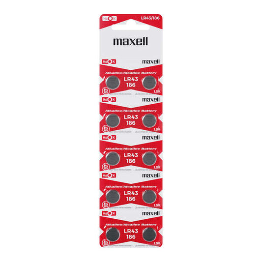 Maxell Pack de 10 Pilas Alcalinas de Boton LR43 1.5V 1 pieza(s)