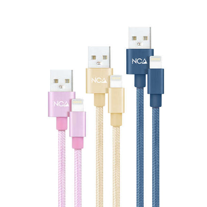 Nanocable - 3 Cables Lightning a USB 2.0  Lightning/M-USB A/M  Rosa  Dorado y Azul Pacífico  1 m