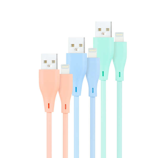 Nanocable Pack de 3 Cables USB-A Macho a Lightning Macho - Longitud 1m - Colores Pastel Rosa, Verde y Azul 1 pieza(s)