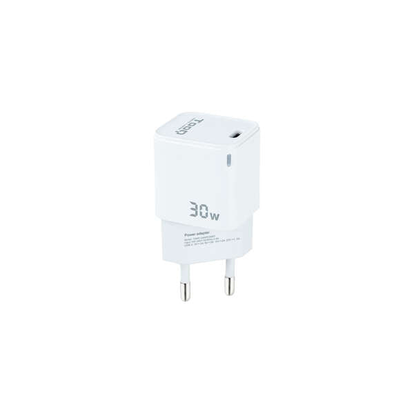 TooQ - Cargador de Pared GAN USB-C/PD 30W  Blanco