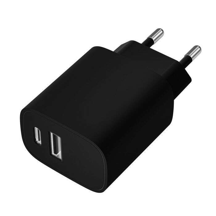 Leotec - Cargador 20W 1xUSB-C PD + 1x USB-A Negro