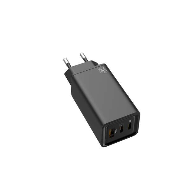 Leotec - LEOTEC CARGADOR 65W GaN CARGA RAPIDA 2 USB TIPO-C PD 1 USB-A NEGRO