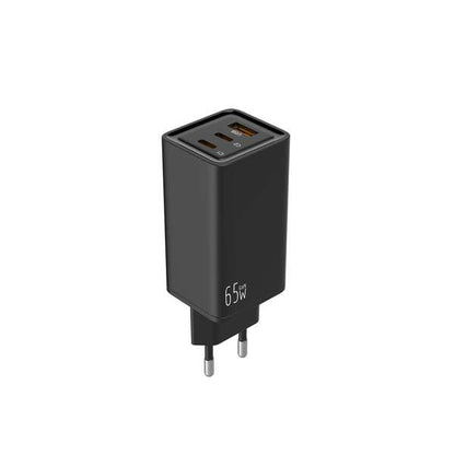 Leotec - LEOTEC CARGADOR 65W GaN CARGA RAPIDA 2 USB TIPO-C PD 1 USB-A NEGRO