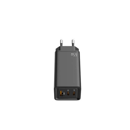 Leotec - LEOTEC CARGADOR 65W GaN CARGA RAPIDA 2 USB TIPO-C PD 1 USB-A NEGRO