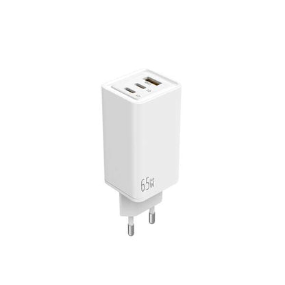 Leotec - LEOTEC CARGADOR 65W GaN CARGA RAPIDA 2 USB TIPO-C PD 1 USB-A BLANCO