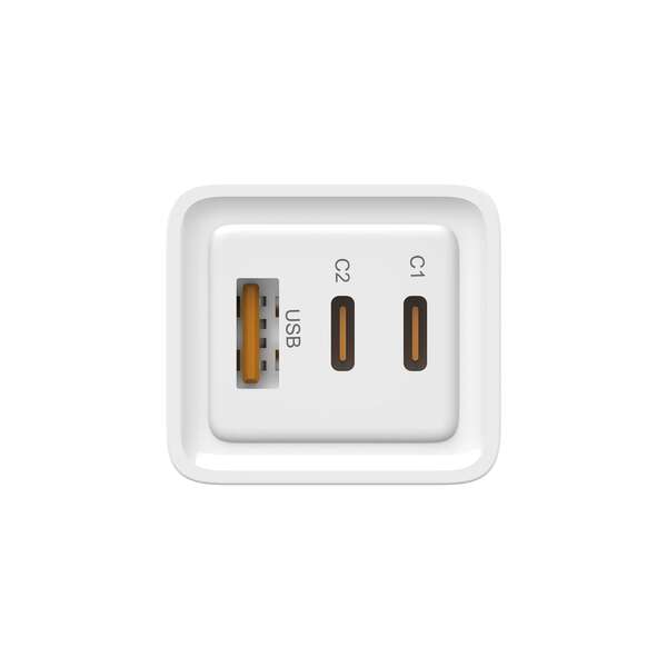 Leotec - LEOTEC CARGADOR 65W GaN CARGA RAPIDA 2 USB TIPO-C PD 1 USB-A BLANCO