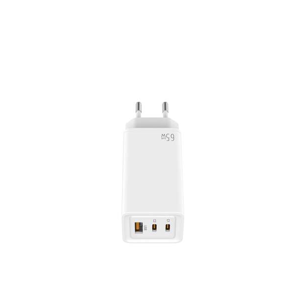 Leotec - LEOTEC CARGADOR 65W GaN CARGA RAPIDA 2 USB TIPO-C PD 1 USB-A BLANCO