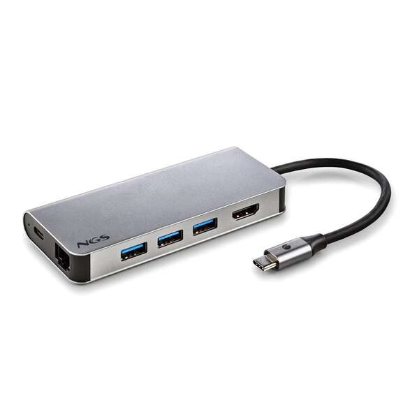 NGS Wonder Dock 8 en 1 Hub USB-C - 3x USB 3.0, 1x USB-C PD 60W, 1x HDMI, 1x RJ-45, Ranura SD 40 Mbps y Ranura TF 40 Mbps - Admite Resoluciones Maximas de 4K a 30 Hz 1 pieza(s)