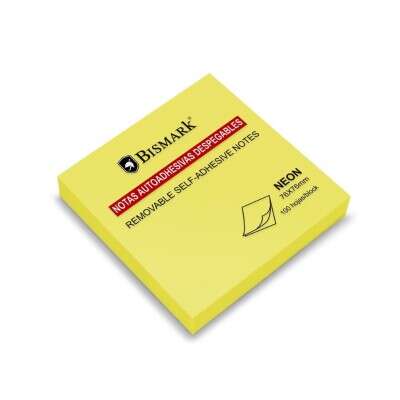 Bismark Bloc de 100 Notas Adhesivas 76x76mm - Color Amarillo Neon (Precio unidad suelta)