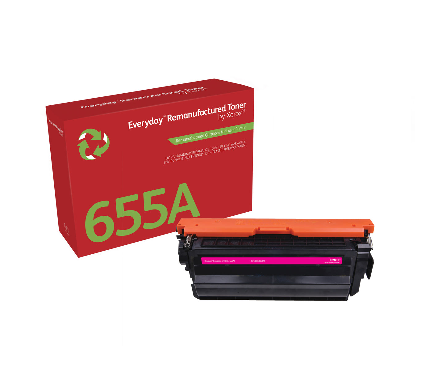 Remanufacturado Everyday Tóner Everyday™ Magenta remanufacturado de Xerox es compatible con HP 655A (CF453A), Capacidad estándar