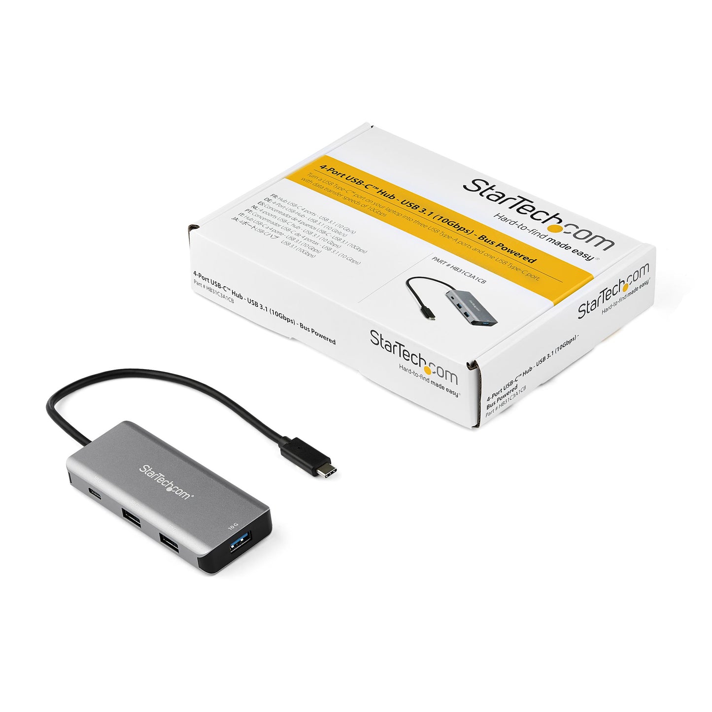 StarTech.com - Hub Ladrón USB C con 3 Puertos USB A y 1 Puerto USB C - Concentrador USB Tipo C 3.2 Gen 2 - Alimentado por el Bus USB - Hub Adaptador Compacto USB-C a USB - Hub Ladrón para Ordenador Portátil - de Aluminio