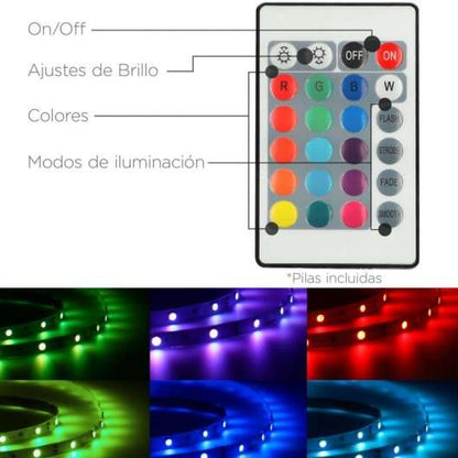 Ksix Pack de 2 Tiras Led RGB de 5m cada una - Varios Modos de Iluminacion - Control Remoto 1 pieza(s)