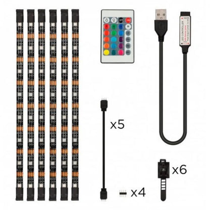 Ksix 6 Tiras LED RGB para TV de 53cm - 16 Colores RGB - 4 Modos Dinamicos - Control Remoto 1 pieza(s)