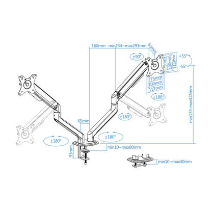 TooQ - DB4132TNR-G soporte para monitor 81 3 cm (32") Abrazadera/Atornillado Negro