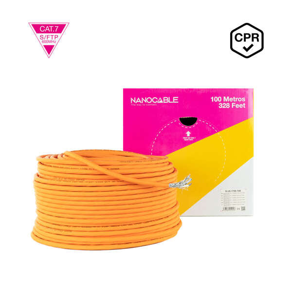 Nanocable - Cable de Red CAT.7 LSZH SFTP PIMF AWG23  Naranja  100 m