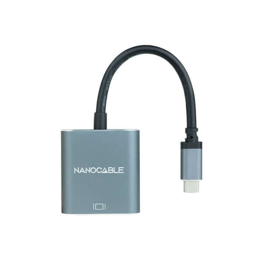 Nanocable - Conversor USB-C a VGA  USB-C/M-VGA/H  Aluminio  Gris  10 cm