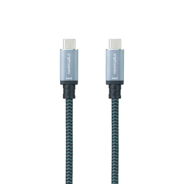 Nanocable - Cable USB 3.1 Gen2 10Gbps 5A  4K/60Hz  USB-C/M-USB-C/M  Gris/Negro  1 m