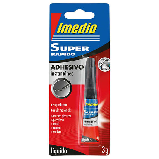 Imedio Super Rapido Pegamento Instantaneo 3gr - Superrapido y Extrafuerte - Ideal para Pegar Pequeñas Superficies - Multimaterial - Transparente 10 pieza(s)