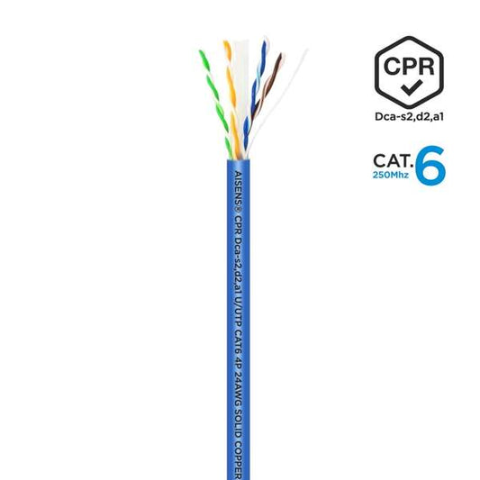 AISENS - Cable de Red RJ45 LSZH CPR Dca CAT.6 UTP AWG24  Azul  100 m