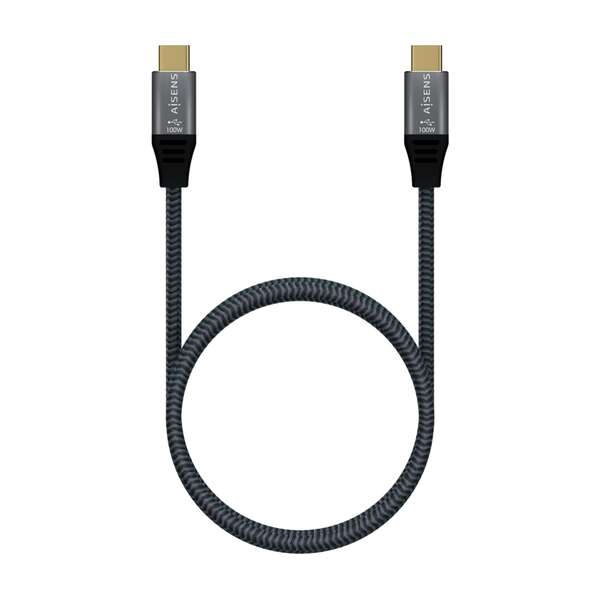 AISENS - Cable USB 3.2 Gen2x2 Aluminio 20Gbps 8K@30Hz 5A 100W E-Mark  Tipo USB-C/M-USB-C/M  Gris  1.0 m