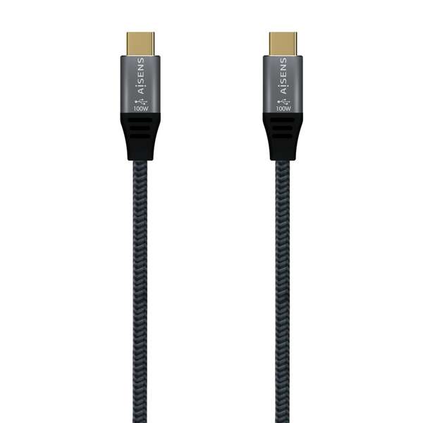 AISENS - Cable USB 3.2 Gen2x2 Aluminio 20Gbps 8K@30Hz 5A 100W E-Mark  Tipo USB-C/M-USB-C/M  Gris  1.0 m